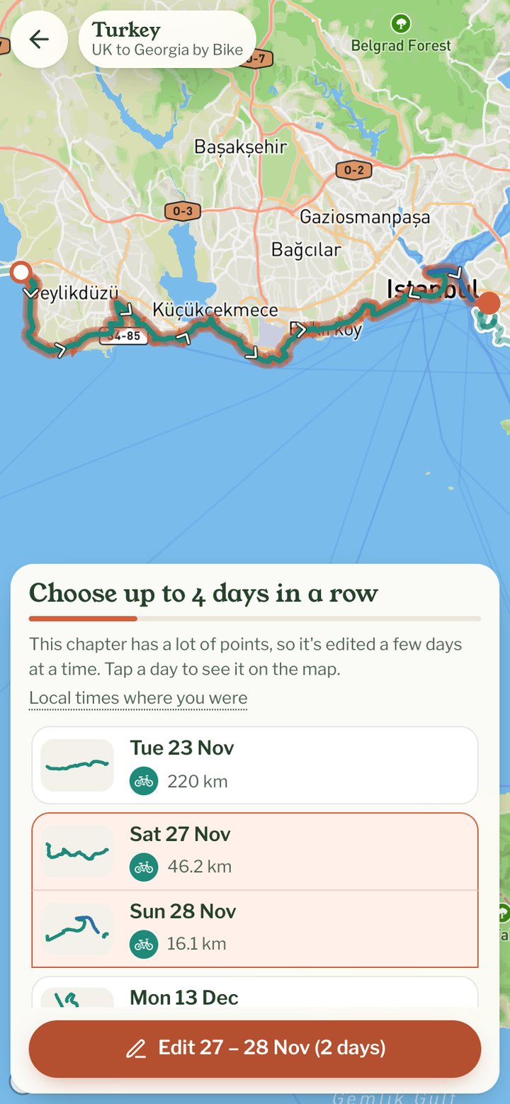 Picking two days of a long chapter on a phone