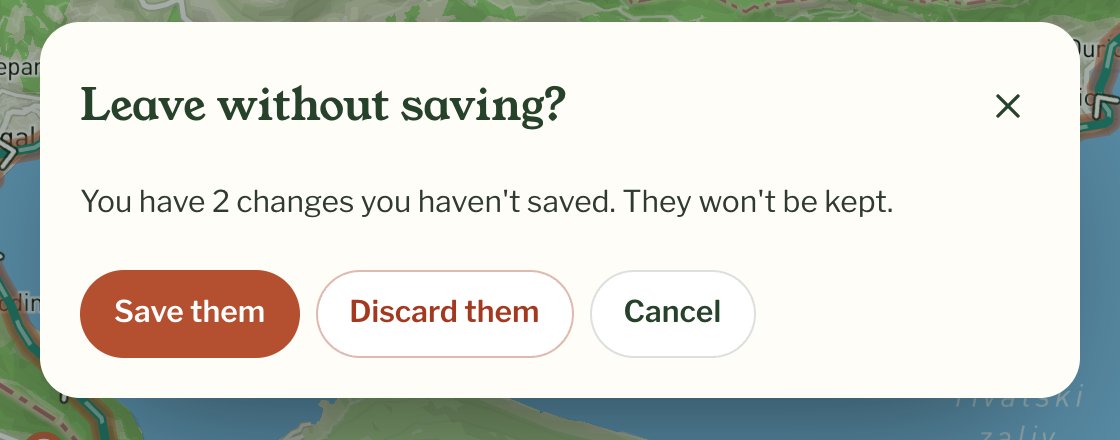 Leave without saving? with Save them, Discard them and Cancel